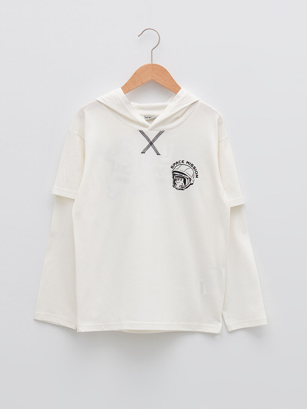 LCW Kids Hooded Nostalgic Monkey Printed Long Sleeve Boys' T-Shirt -W1L418Z4-FDU