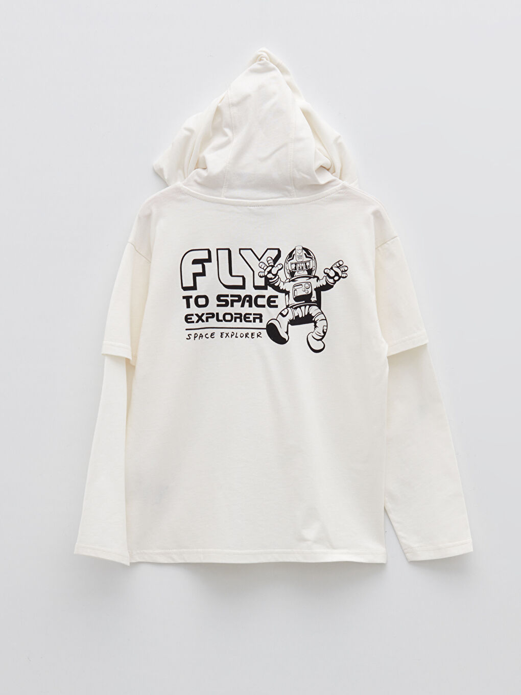LCW Kids Hooded Nostalgic Monkey Printed Long Sleeve Boys' T-Shirt -W1L418Z4-FDU