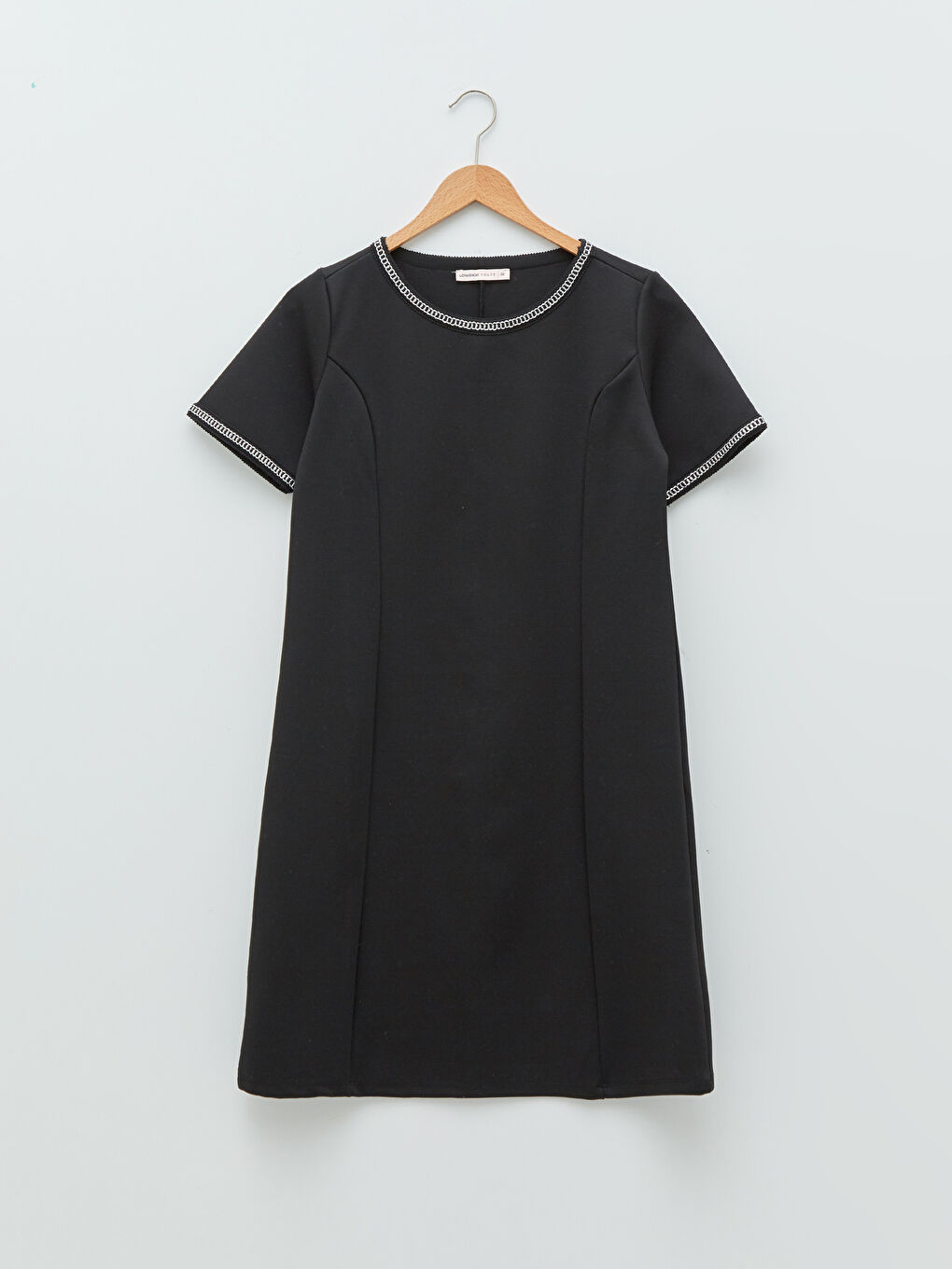 Rochie pentru Femei din Țesătură Ponte, Croială A, Mânecă Scurtă și Guler Rotund-5