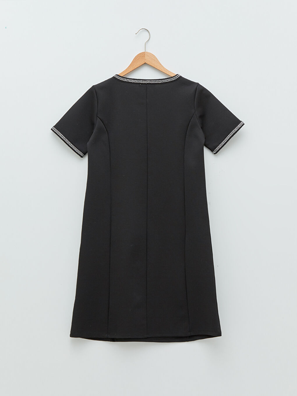 Rochie pentru Femei din Țesătură Ponte, Croială A, Mânecă Scurtă și Guler Rotund-6