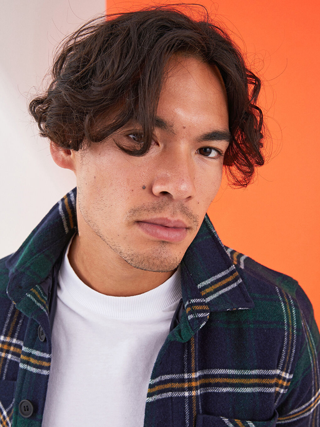 Jachetă Cămașă din Flanel pentru Bărbați cu Mânecă Lungă și Croială Regulară în Carouri-1