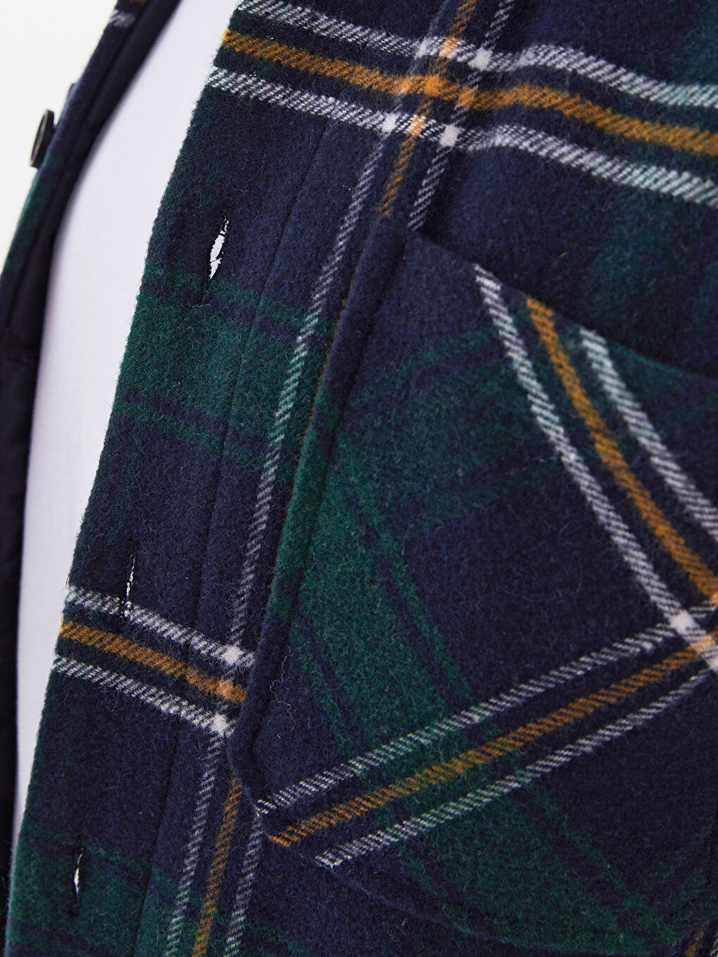 Jachetă Cămașă din Flanel pentru Bărbați cu Mânecă Lungă și Croială Regulară în Carouri-2