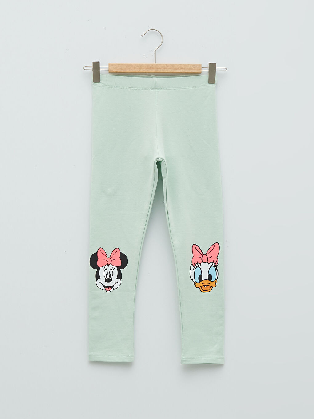 Yeşil Beli Lastikli Disney Baskılı Pamuklu Kız Çocuk Tayt