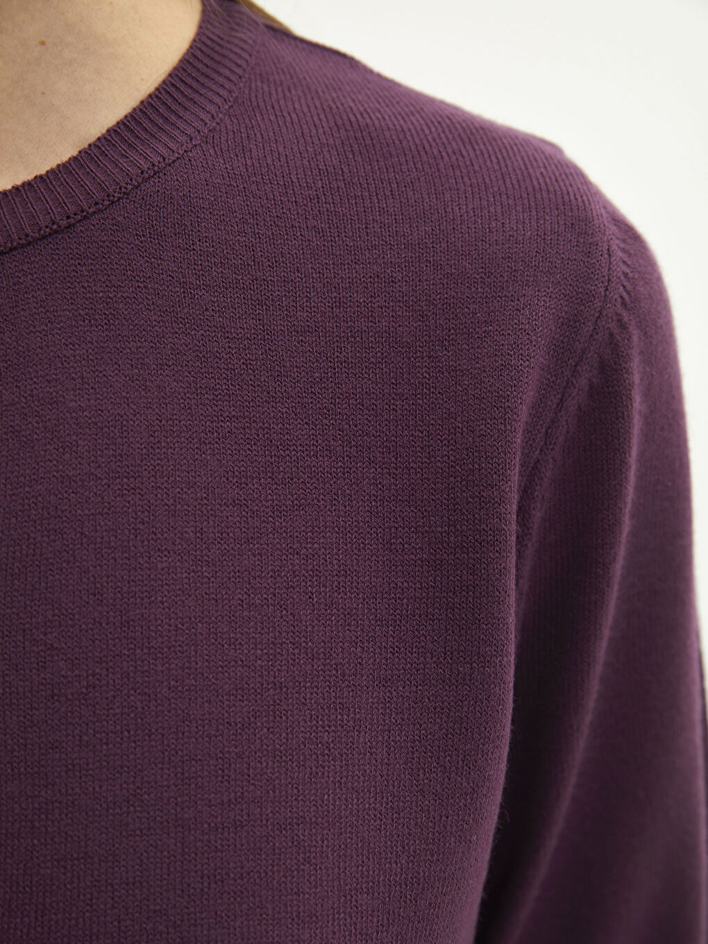 Mürdüm Bisiklet Yaka Düz Uzun Kollu Kadın Triko Hırka-3