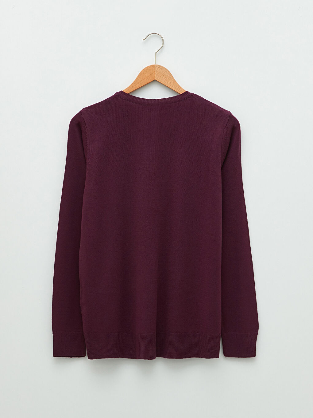 Mürdüm Bisiklet Yaka Düz Uzun Kollu Kadın Triko Hırka-6