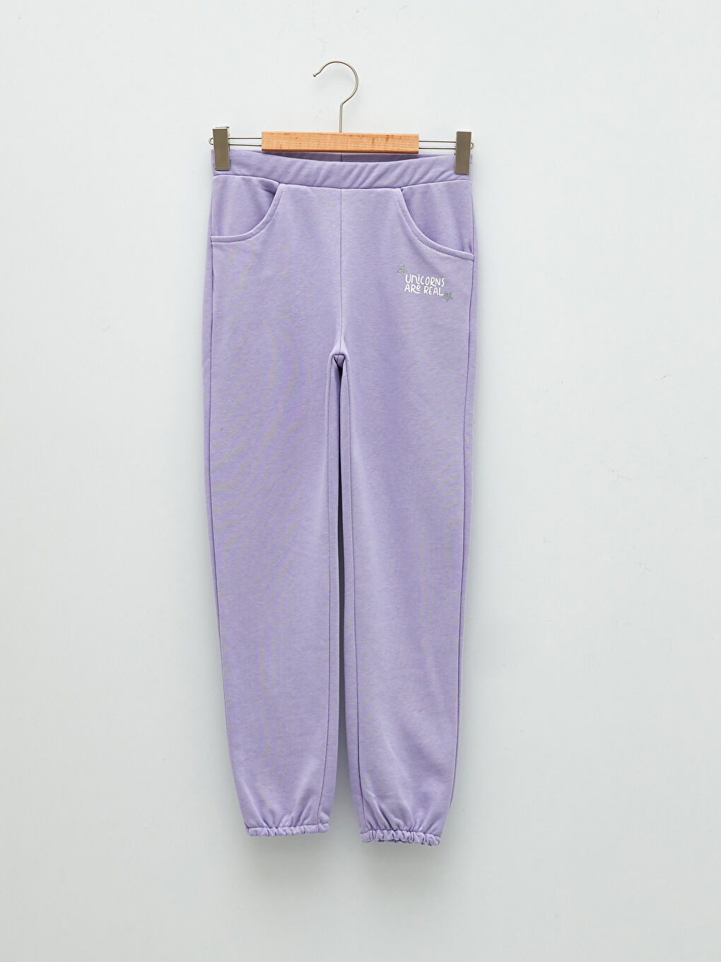 Lila Beli Lastikli Baskılı Kız Çocuk Jogger Eşofman Altı