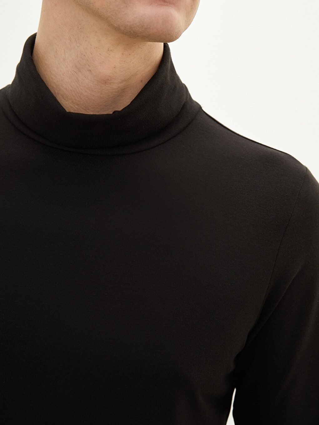 Tricou Cu Mânecă Lungă Și Guler Înalt Pentru Bărbați-3