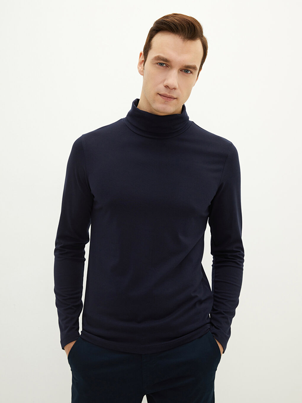 T-shirt à Manches Longues pour Hommes avec Col Roulé