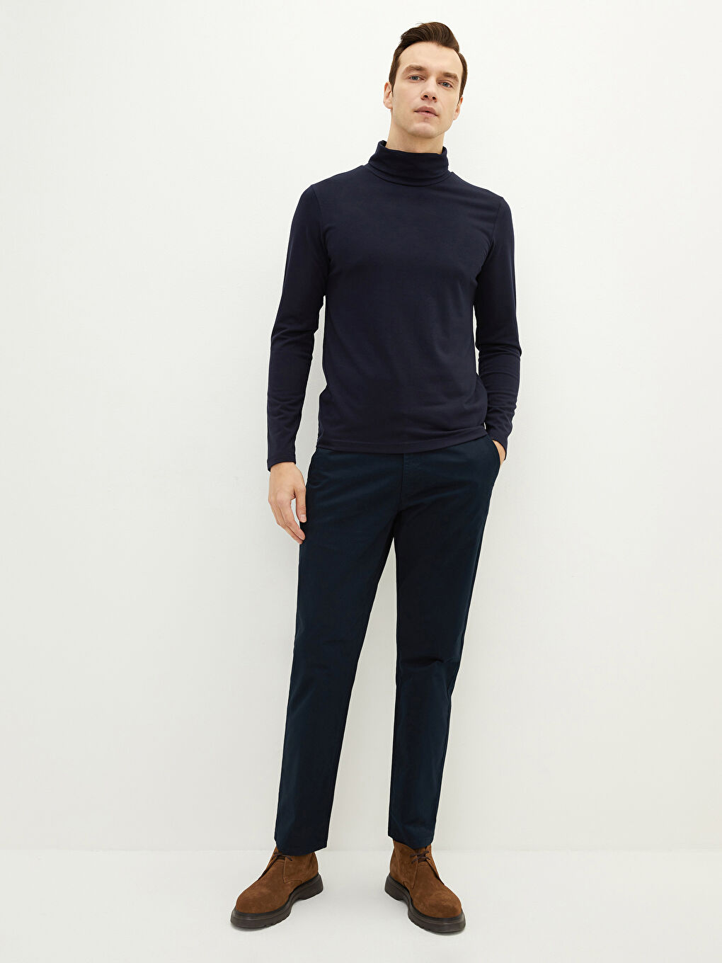 T-shirt à Manches Longues pour Hommes avec Col Roulé-1