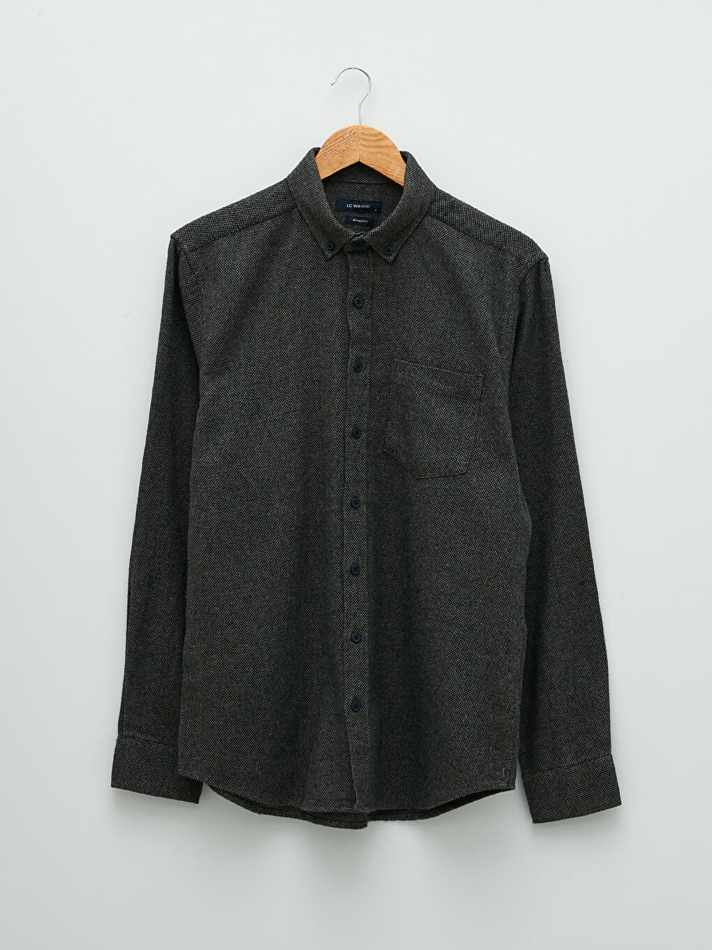 Bej Regular Fit Uzun Kollu Armürlü Erkek Gömlek-5