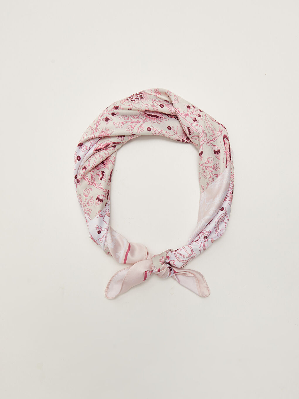 Pembe Çiçek Desenli Kadın Bandana-2