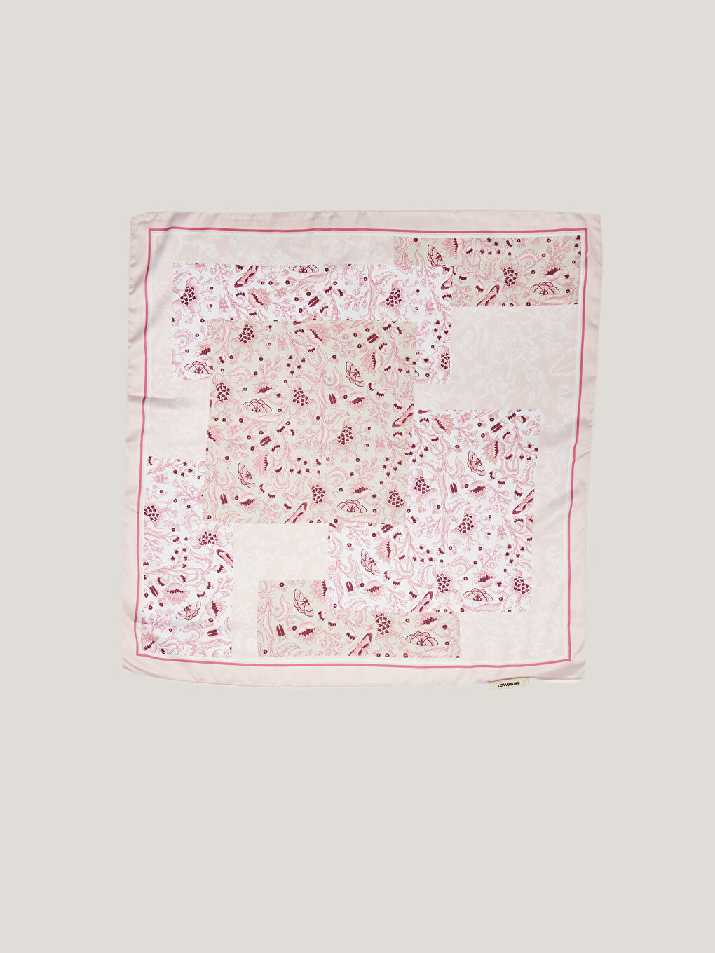 Pembe Çiçek Desenli Kadın Bandana-3