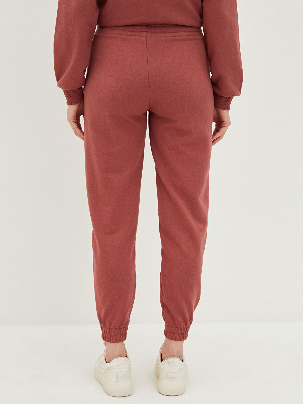 Pembe Beli Lastikli Düz Cep Detaylı Kadın Jogger Eşofman Altı-2