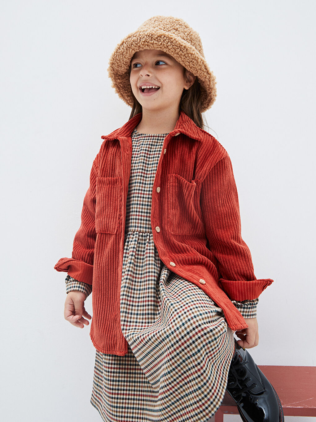 LCW Kids Basic Long Sleeve Velvet Girl Shirt -W1L681Z4-S29