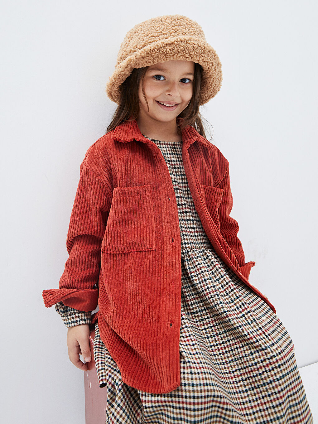 LCW Kids Basic Long Sleeve Velvet Girl Shirt -W1L681Z4-S29