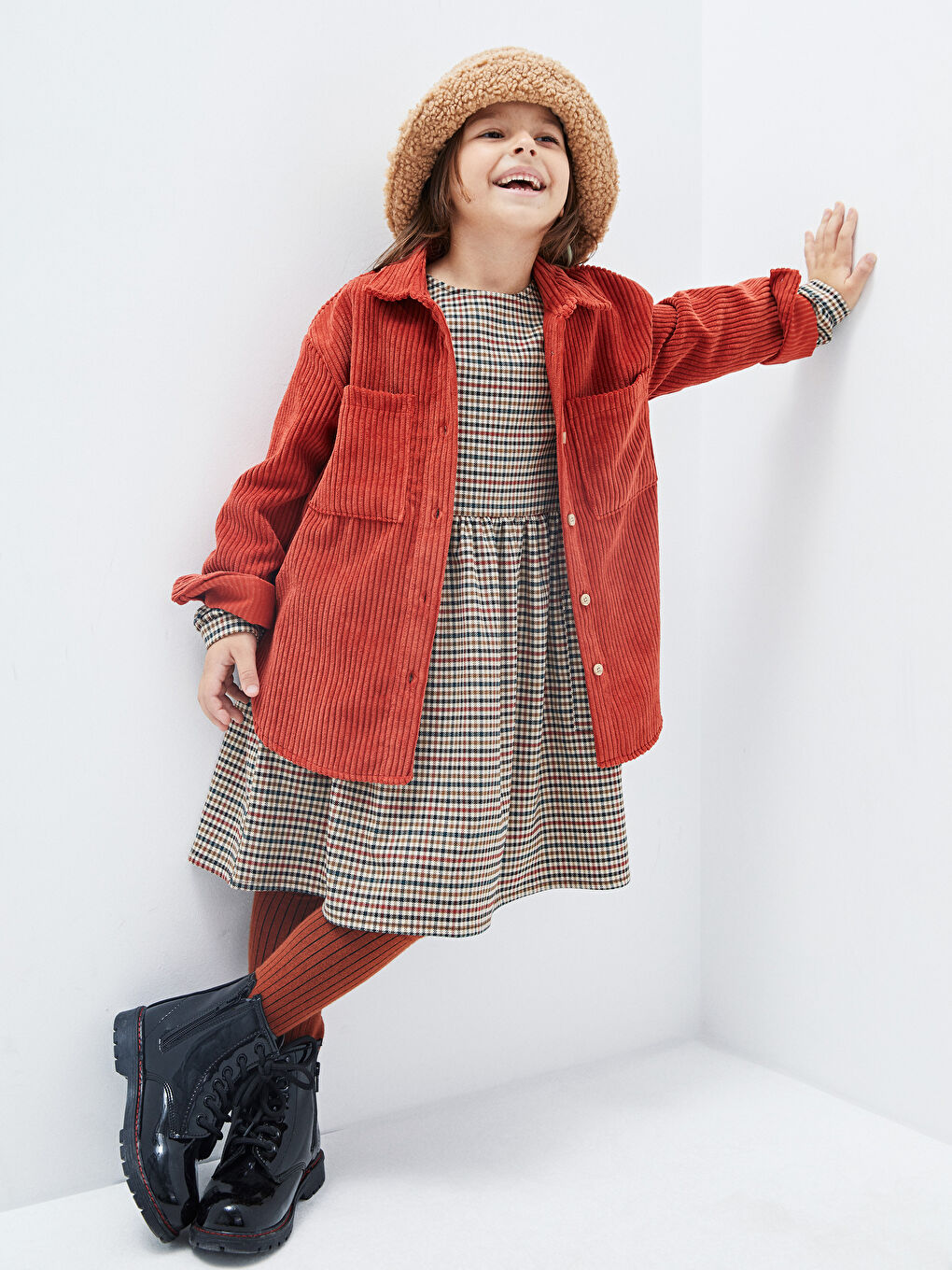 LCW Kids Basic Long Sleeve Velvet Girl Shirt -W1L681Z4-S29
