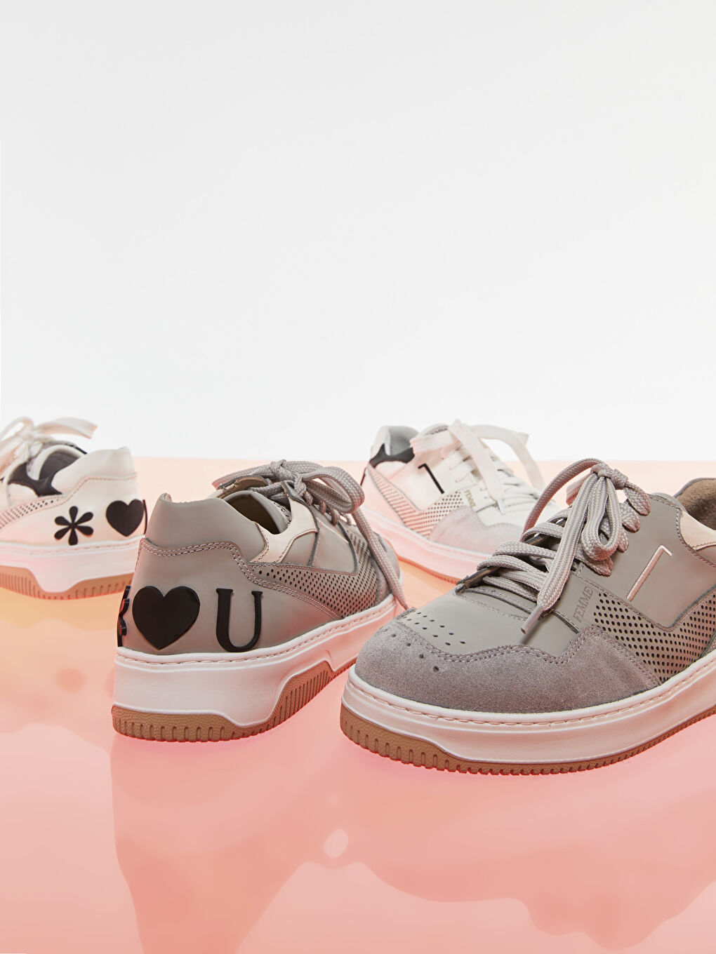 Bej Gerçek Deri Renk Bloklu Bağcıklı Kadın Spor Ayakkabı