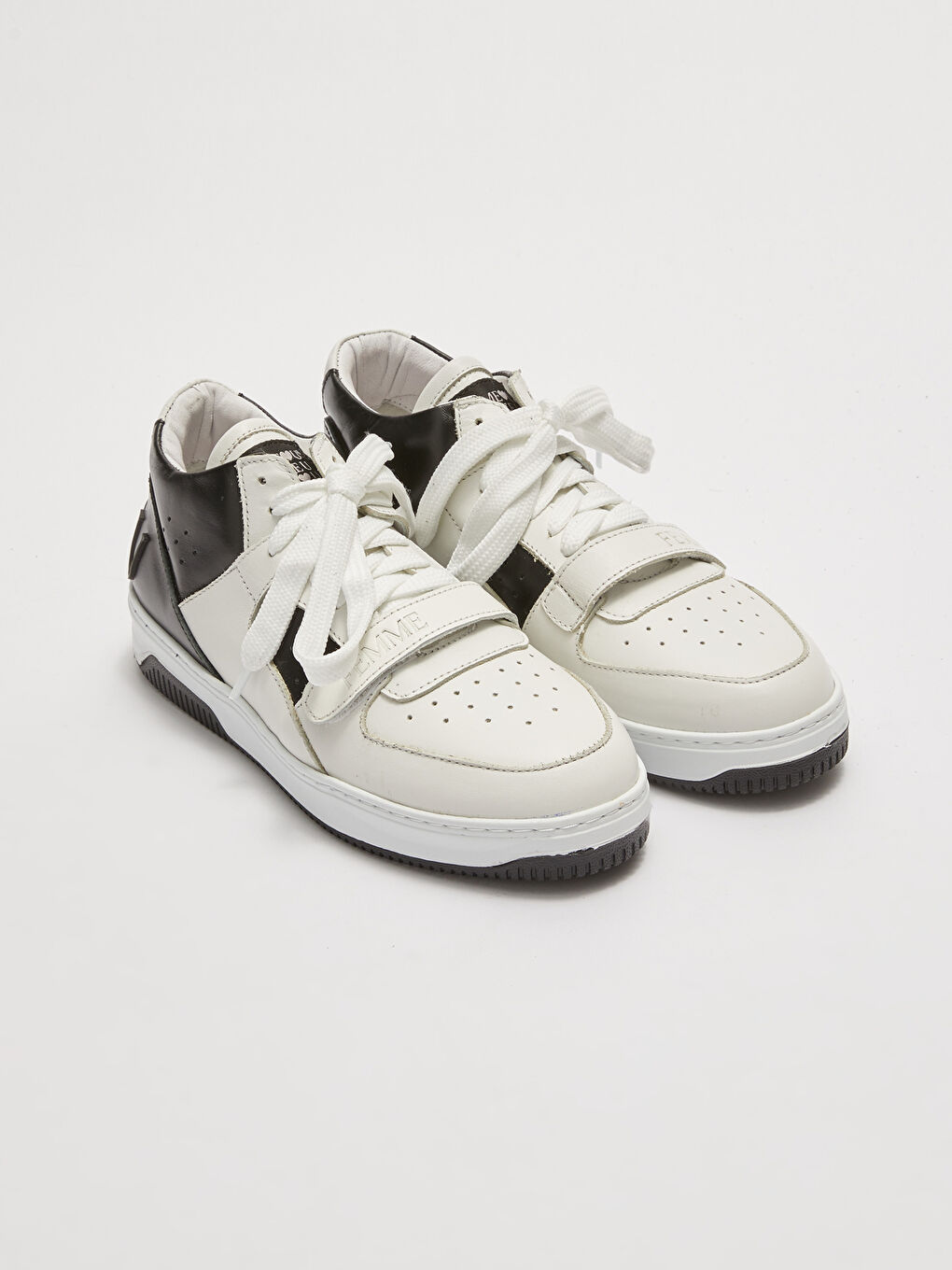 Beyaz Gerçek Deri Renk Bloklu Bağcıklı Kadın Spor Ayakkabı-2