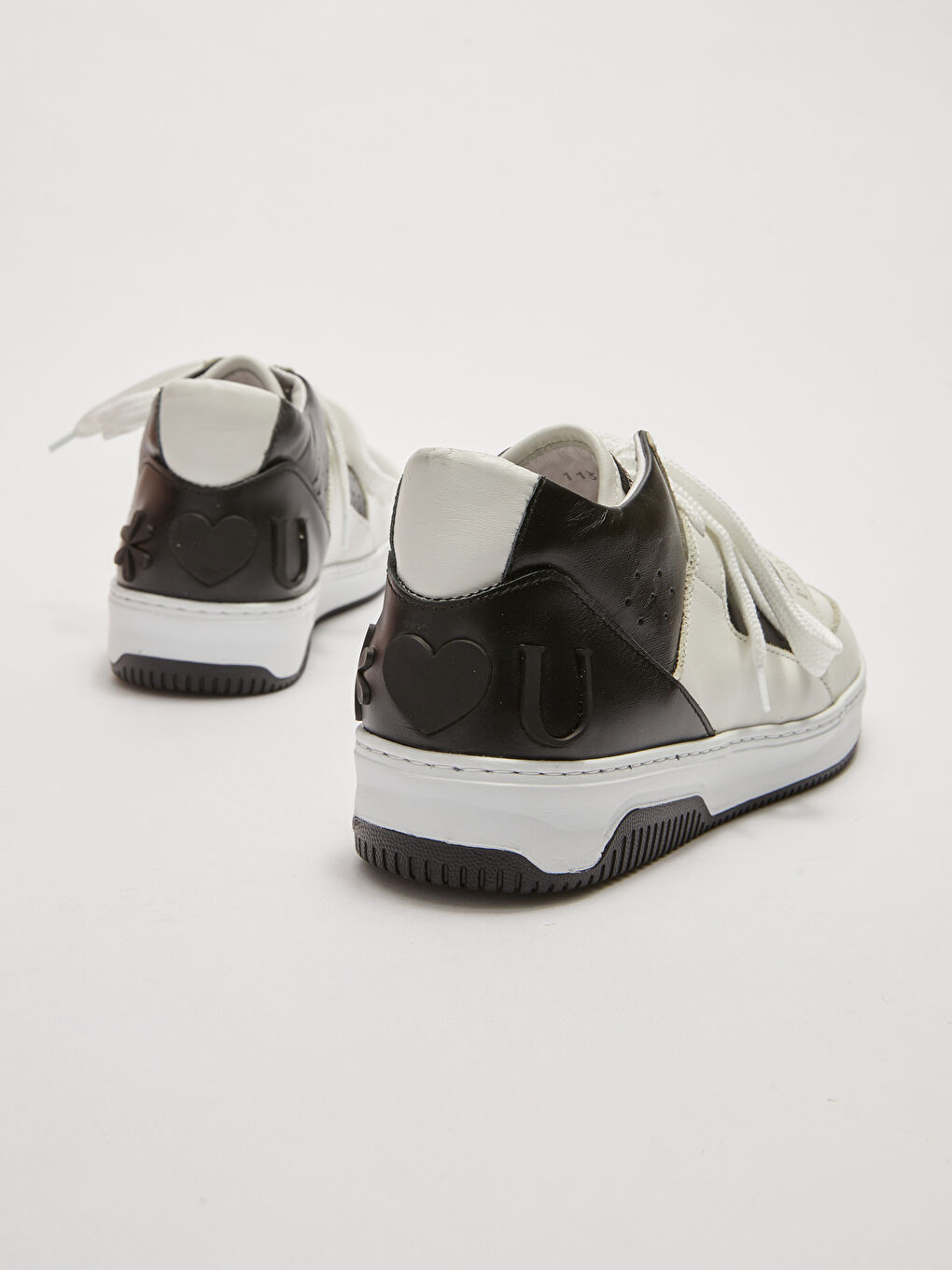 Beyaz Gerçek Deri Renk Bloklu Bağcıklı Kadın Spor Ayakkabı-5