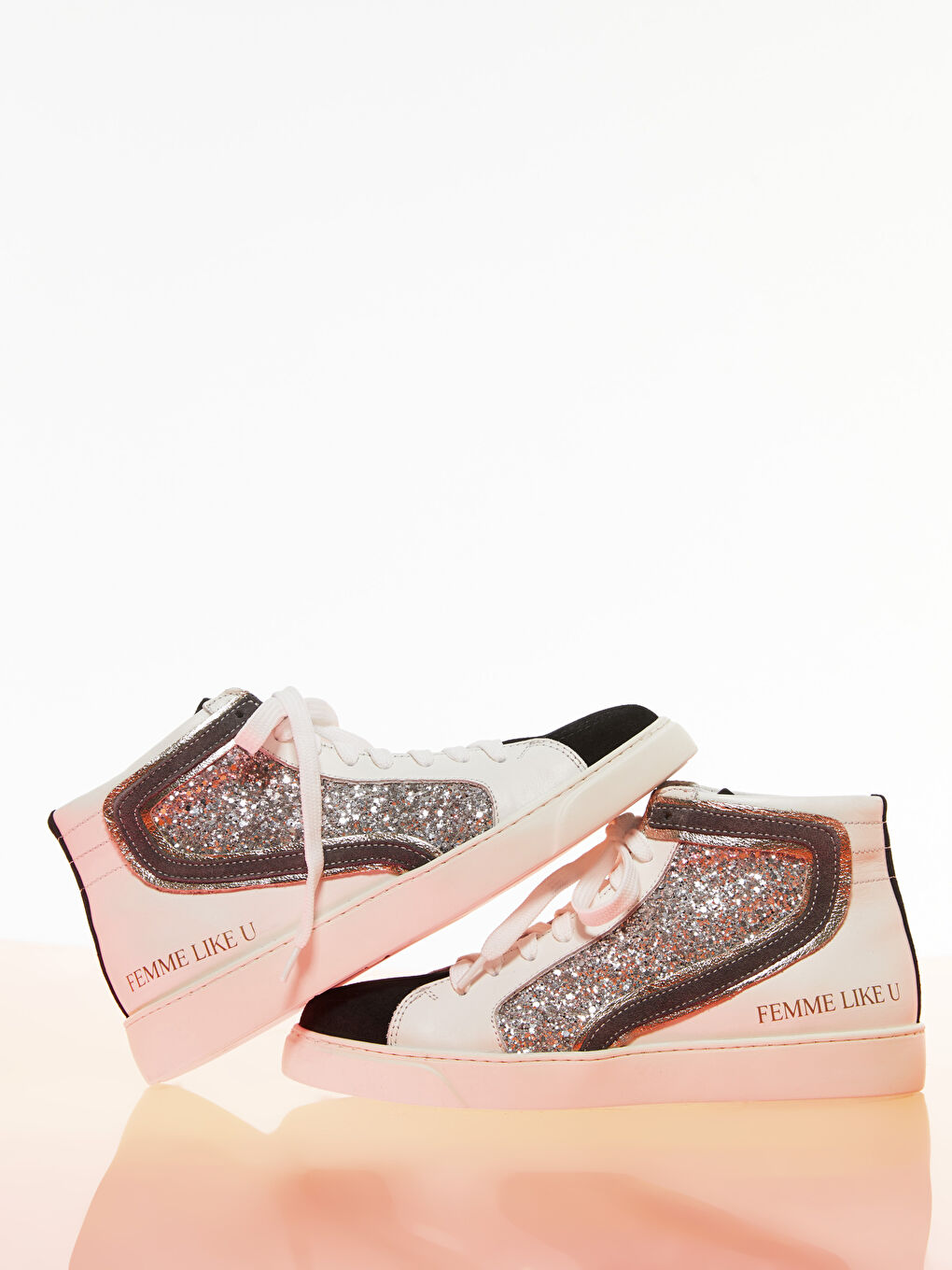Gerçek Deri Color Block Lace Up Ankle Length Women's Sneakers-1