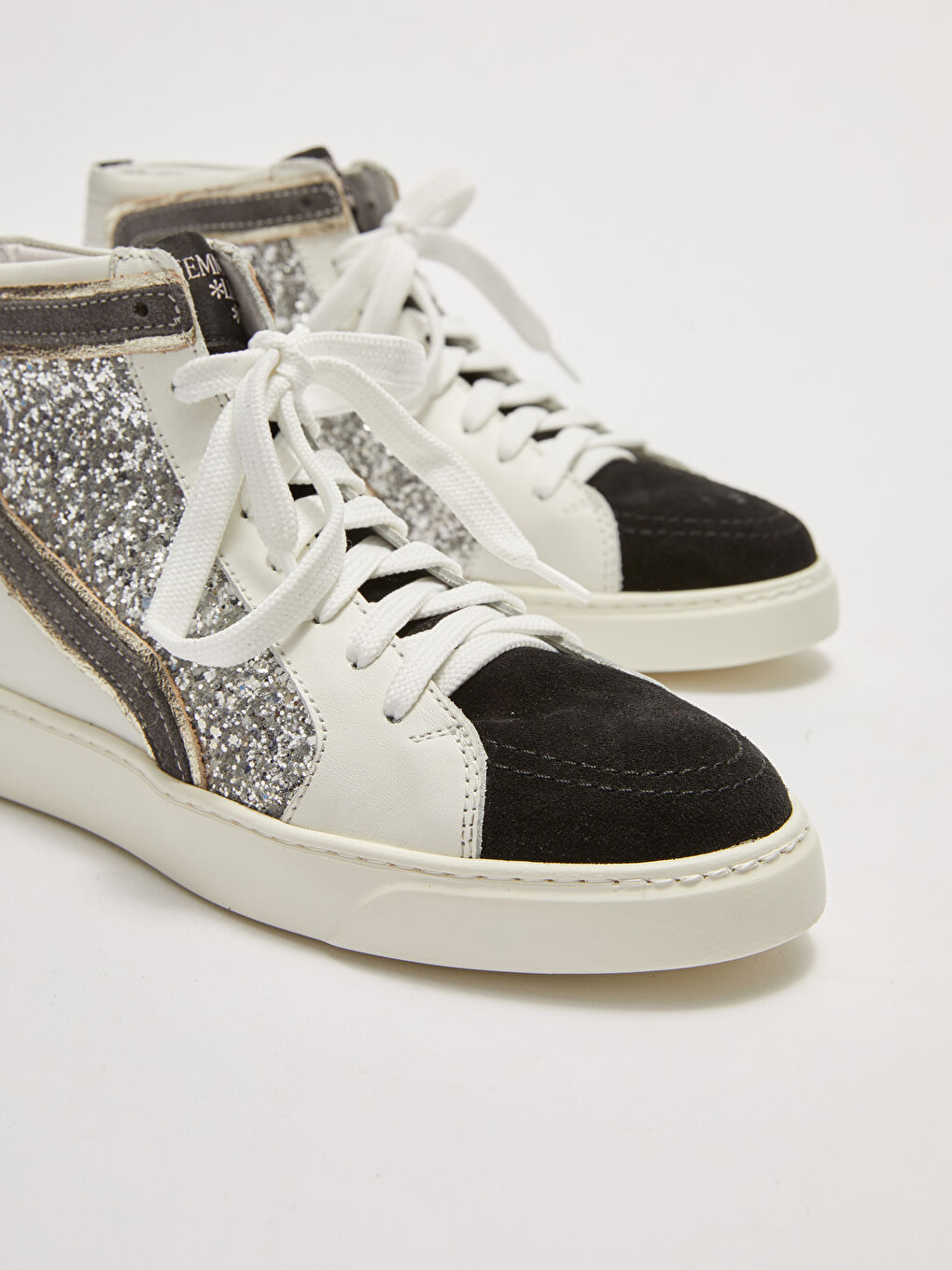 Gerçek Deri Color Block Lace Up Ankle Length Women's Sneakers-4
