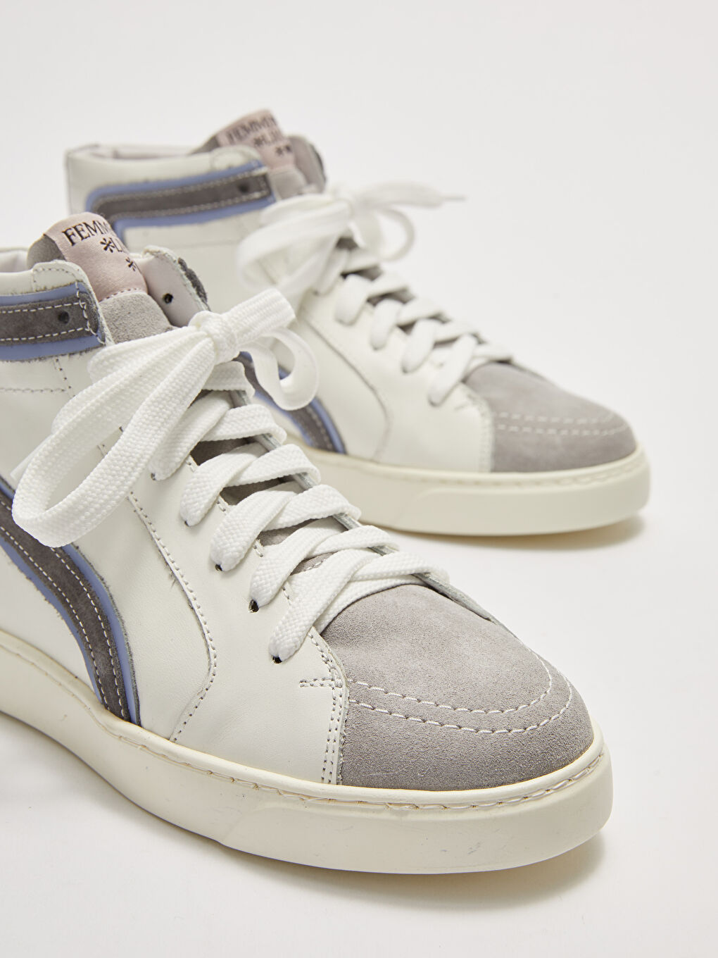 Gerçek Deri Color Block Lace Up Ankle Length Women's Sneakers-3