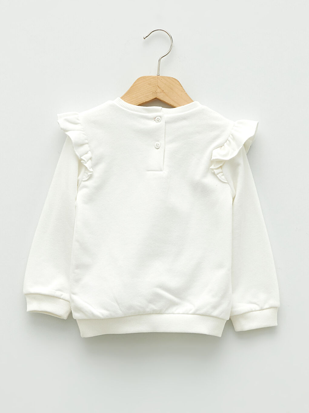 Ekru Bisiklet Yaka Uzun Kollu Minnie Mouse Baskılı Kız Bebek Sweatshirt-1