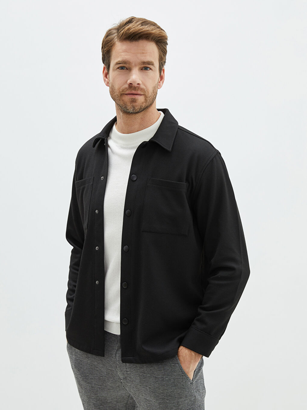 Χαλαρή Εφαρμογή Μακρυμάνικο Ανδρικό Πουκάμισο Ζακέτα