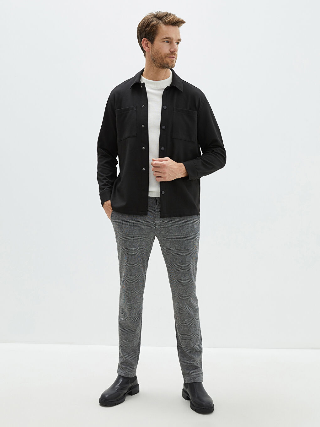 Χαλαρή Εφαρμογή Μακρυμάνικο Ανδρικό Πουκάμισο Ζακέτα-2