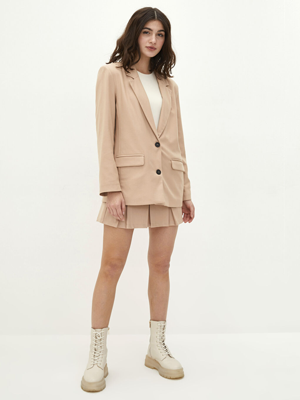 Buttoned Regular Long Sleeve Gabardine Fabric Women's Jacket-2