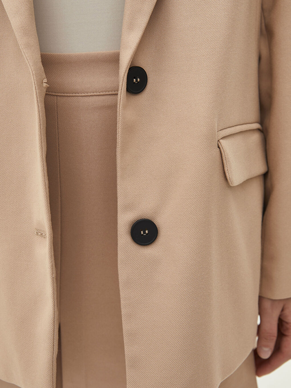 Buttoned Regular Long Sleeve Gabardine Fabric Women's Jacket-3