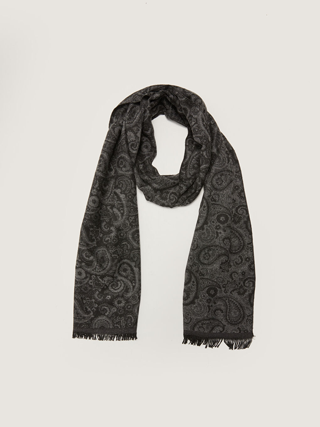 Tassel Detailed Patterned Men's Scarf-1