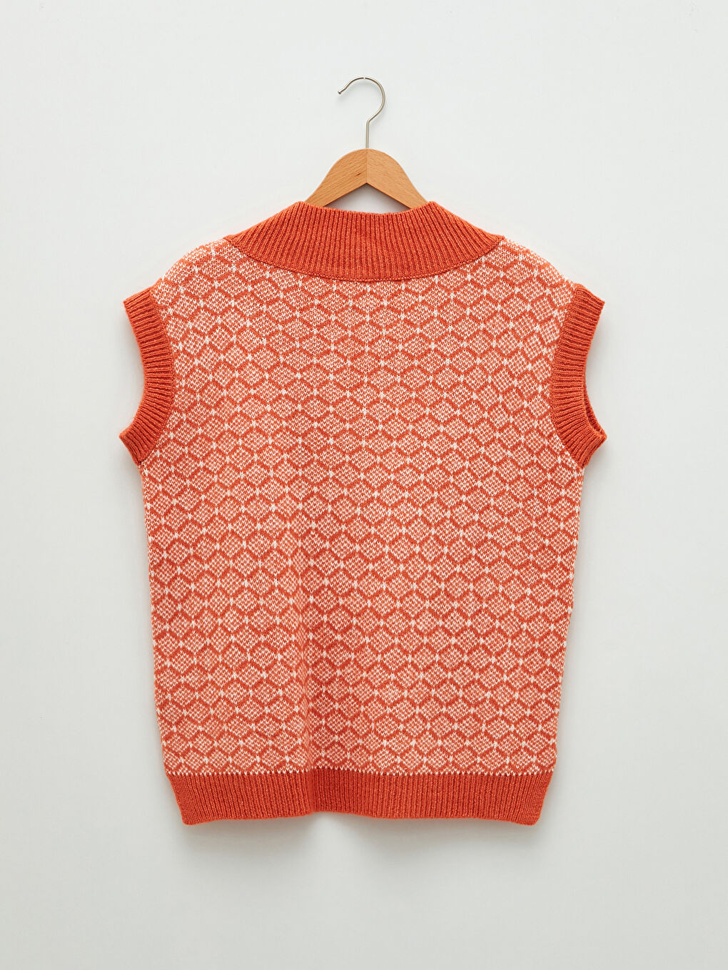 V Neck Patterned Women's Tricot Sweater-7