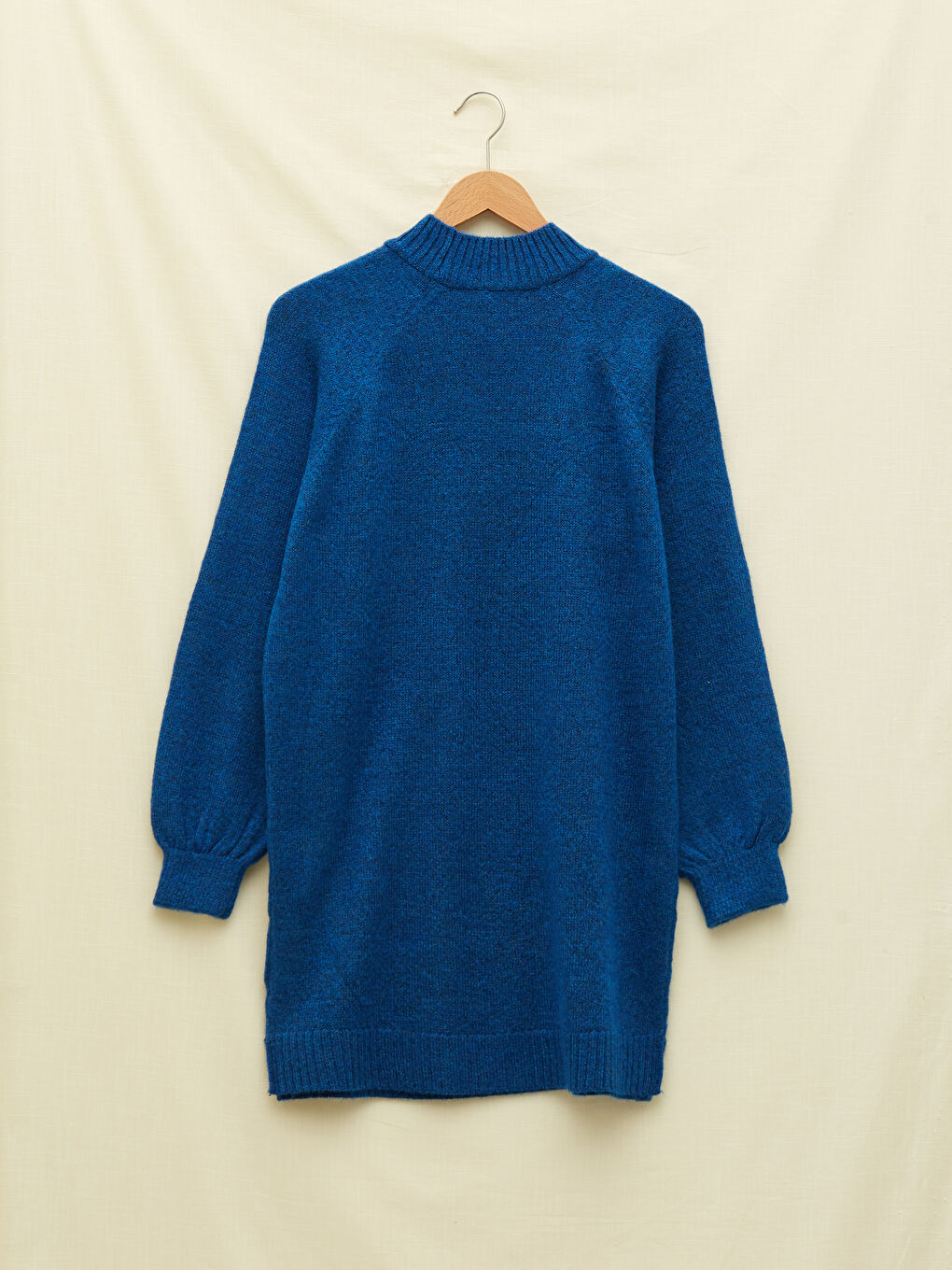 Mavi Yarım Balıkçı Yaka Oversize Kadın Triko Tunik-10