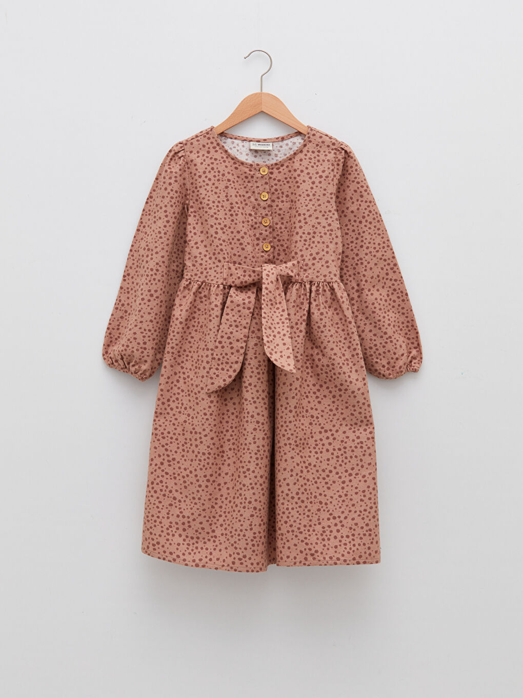Robe Pour Filles En Coton Imprimé À Manches Longues Et Col Rond