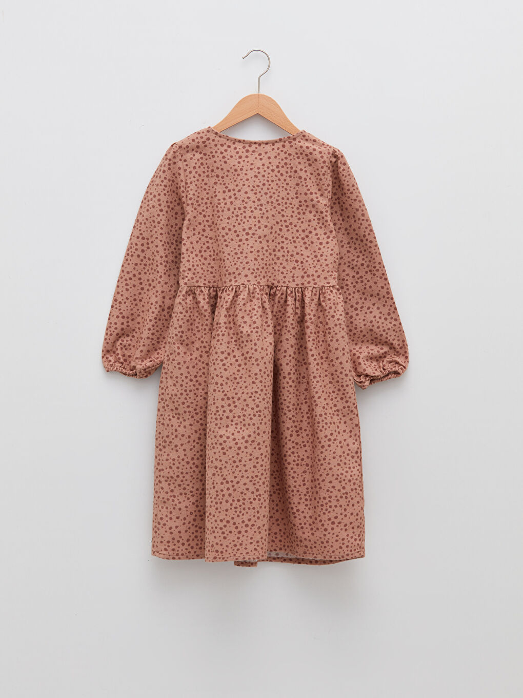 Robe Pour Filles En Coton Imprimé À Manches Longues Et Col Rond-1