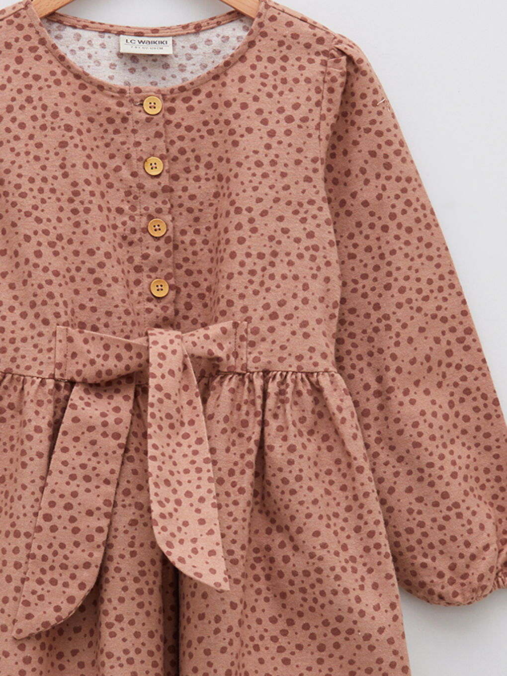 Robe Pour Filles En Coton Imprimé À Manches Longues Et Col Rond-2