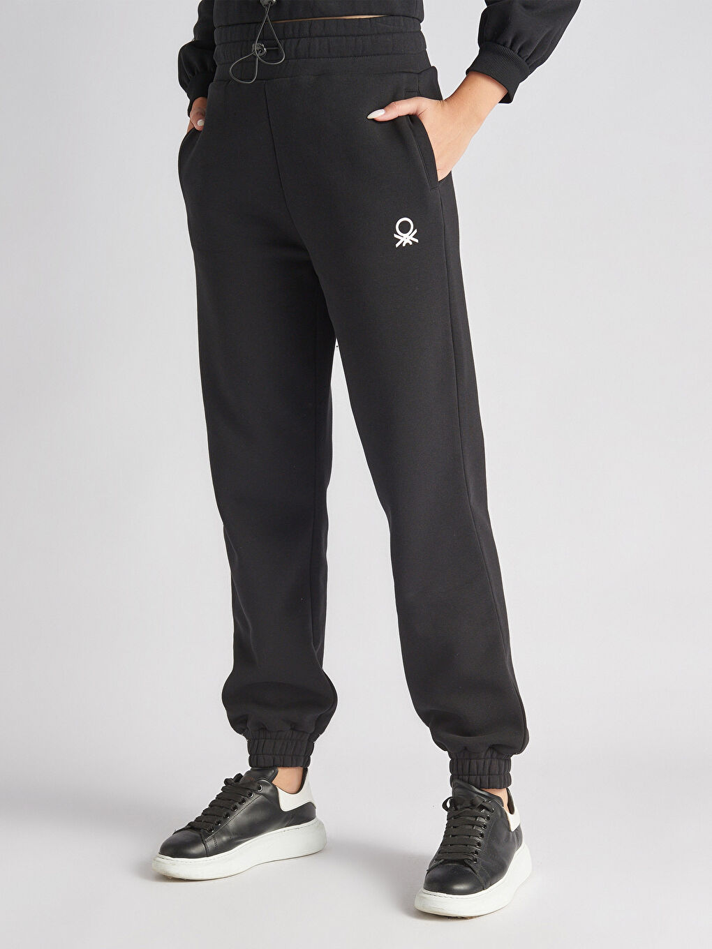 Siyah Baskılı Oversize Kadın Jogger Eşofman Altı-1