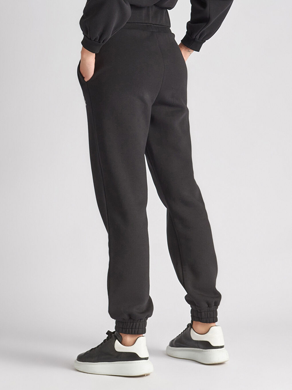 Siyah Baskılı Oversize Kadın Jogger Eşofman Altı-2