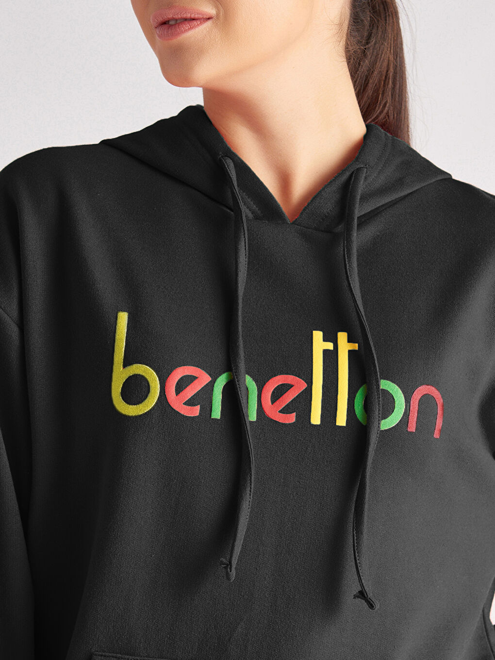 United Colors Of Benetton Siyah Baskılı Oversize Uzun Kollu Kadın Sweatshirt - 2