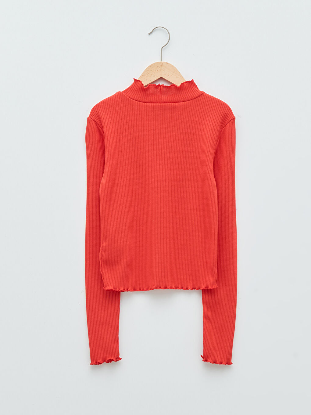 Funnel Neck Plain Long Sleeve Women's T-Shirt-7