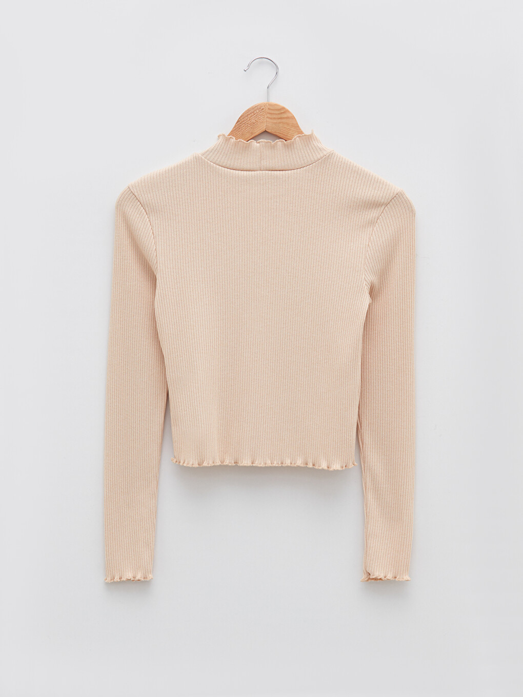 Funnel Neck Plain Long Sleeve Women's T-shirt-6