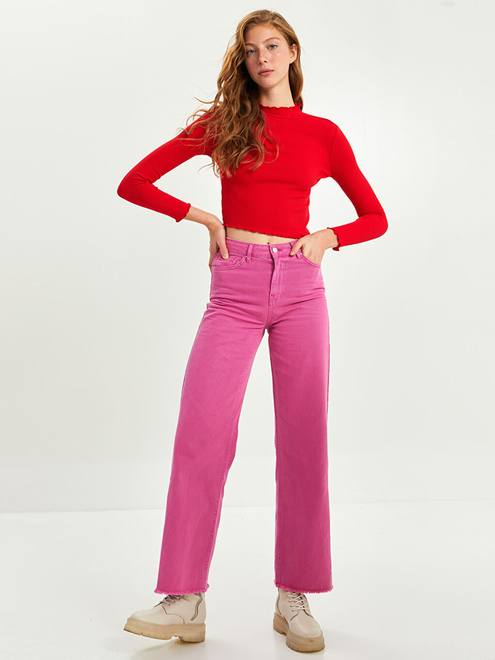 Funnel Neck Plain Long Sleeve Women's T-Shirt-4