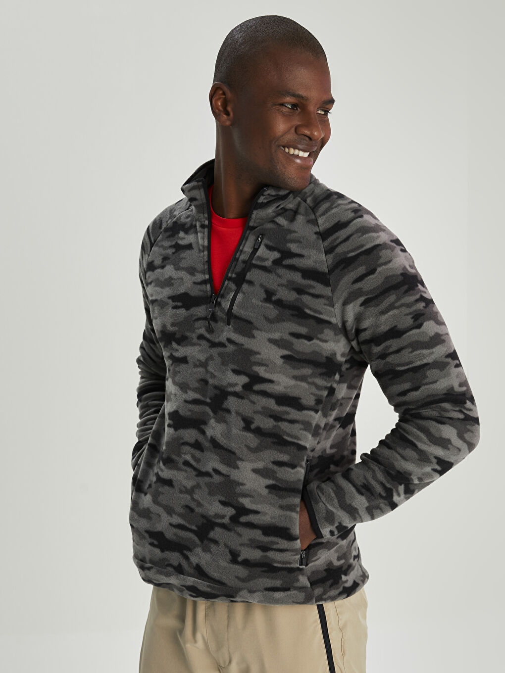 Свитшот Мужской Флисовый С Длинным Рукавом И Воротником-Труба-1