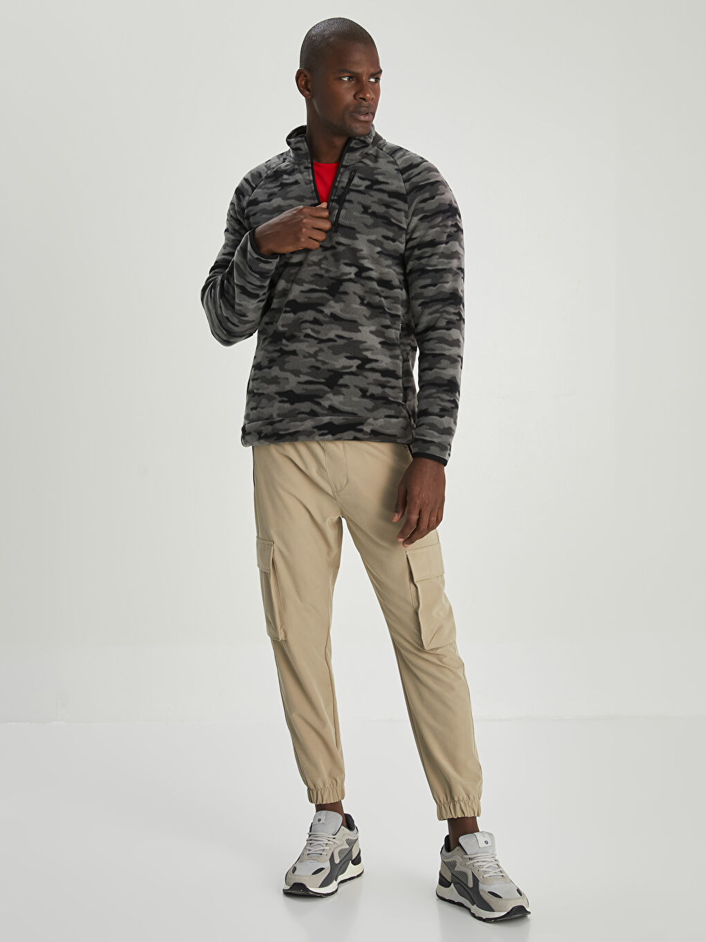 Свитшот Мужской Флисовый С Длинным Рукавом И Воротником-Труба-2