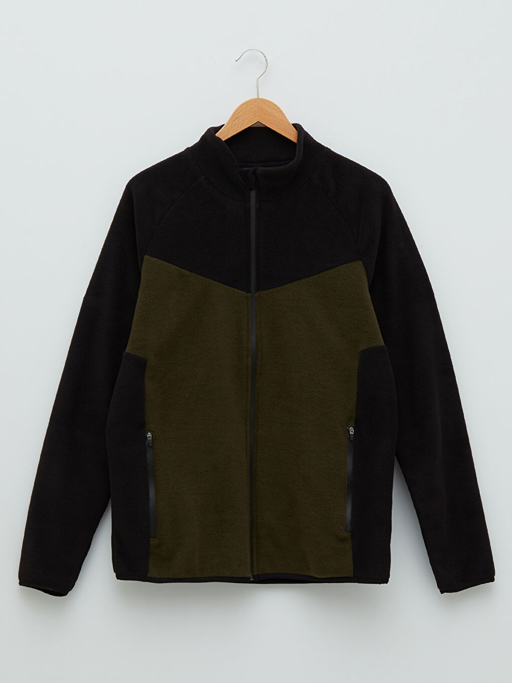 Siyah Standart Kalıp Dik Yaka Polar Erkek Spor Hırka-6