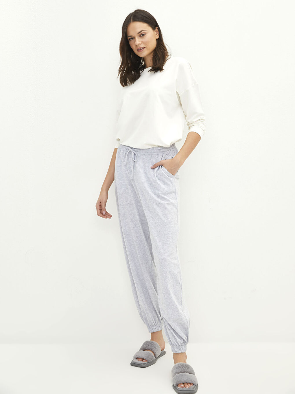 Пижамные Брюки Джоггеры Женские С Плоскими Карманами На Резинке