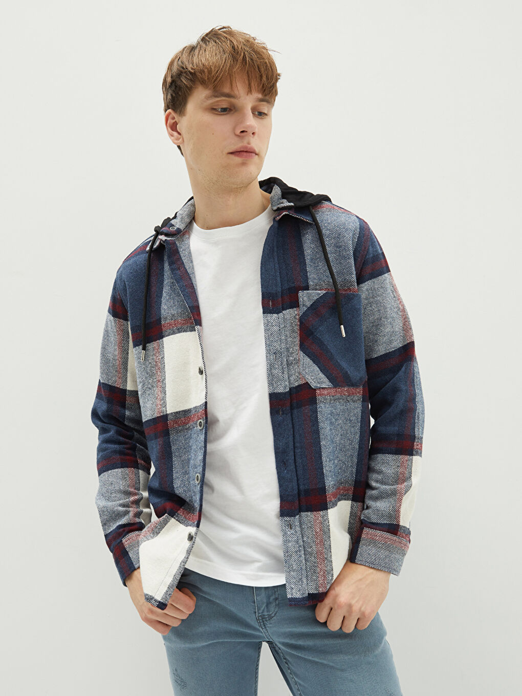 Regular Fit Long Sleeve Plaid Men's Shirt Jacket -W1L905Z8-LN6