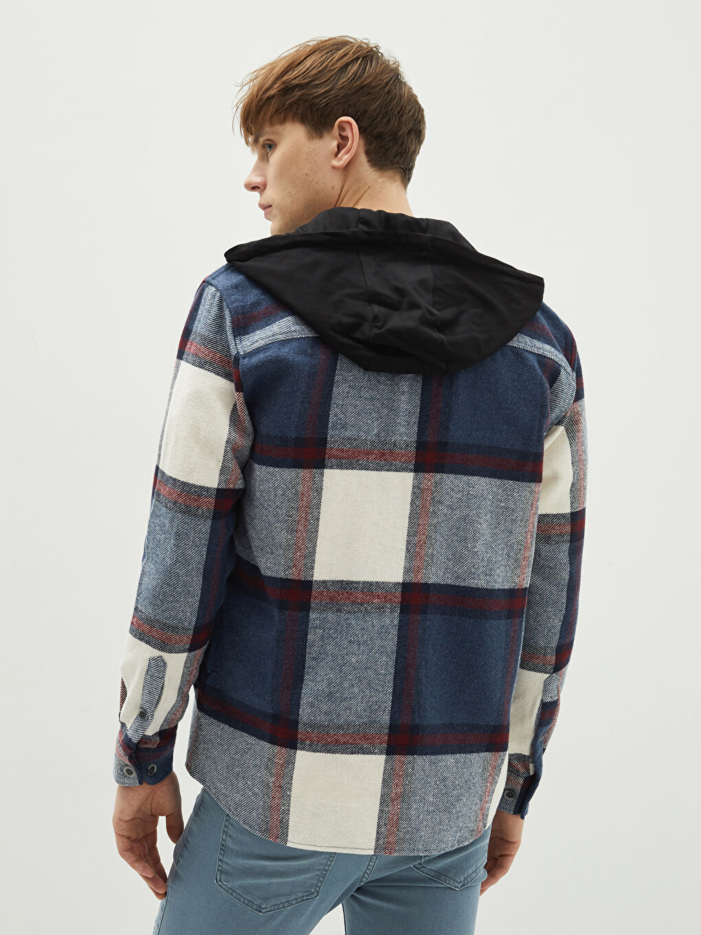Regular Fit Long Sleeve Plaid Men's Shirt Jacket -W1L905Z8-LN6