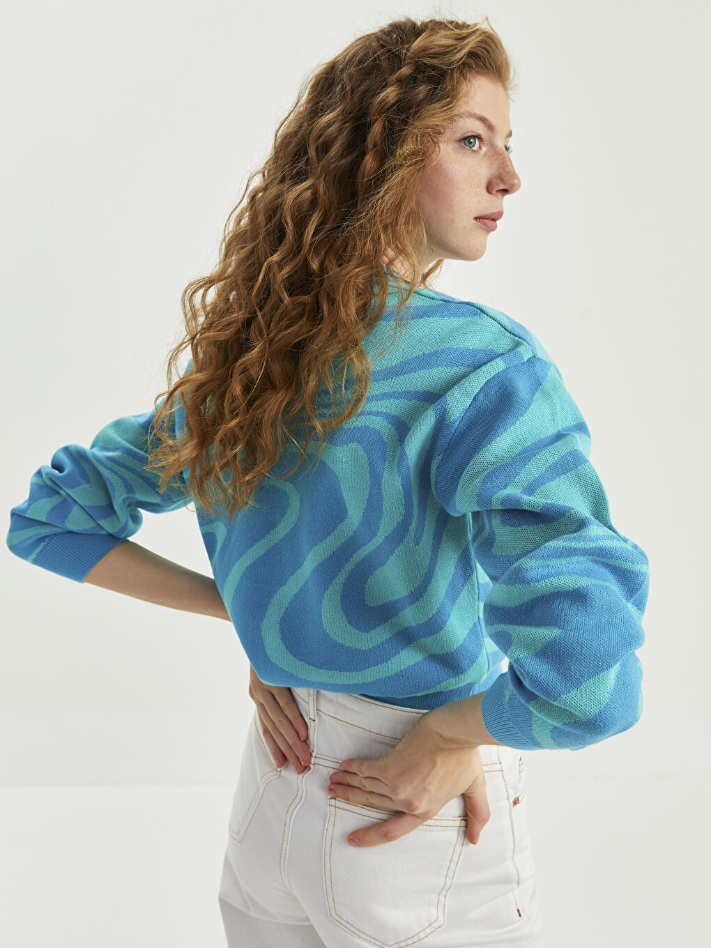 Cardigan en Tricot à Motifs pour Femmes avec Encolure en V-5